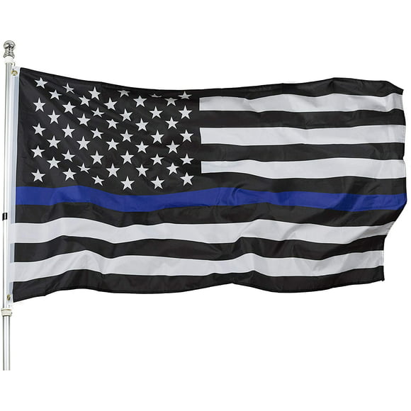 4x6 Embroidered USA Memorial Police Thin Blue Line 220D Nylon Flag 4'x6'